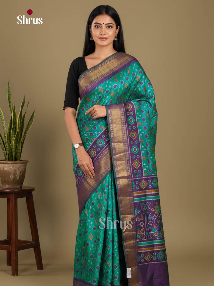 Green & Purple - Semi Patola Saree - Shop on Shrus.com