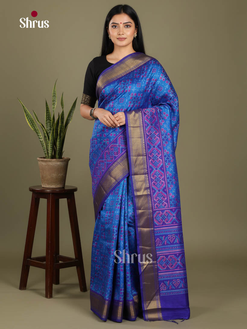 Blue & Purple - Semi Patola Saree