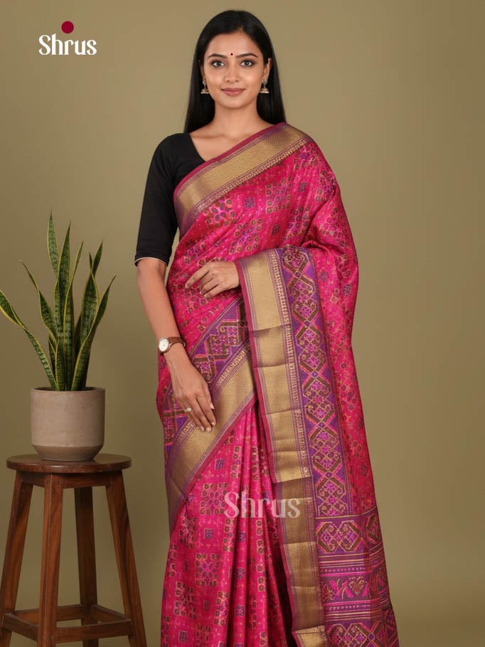 Pink & Purple - Semi Patola Saree