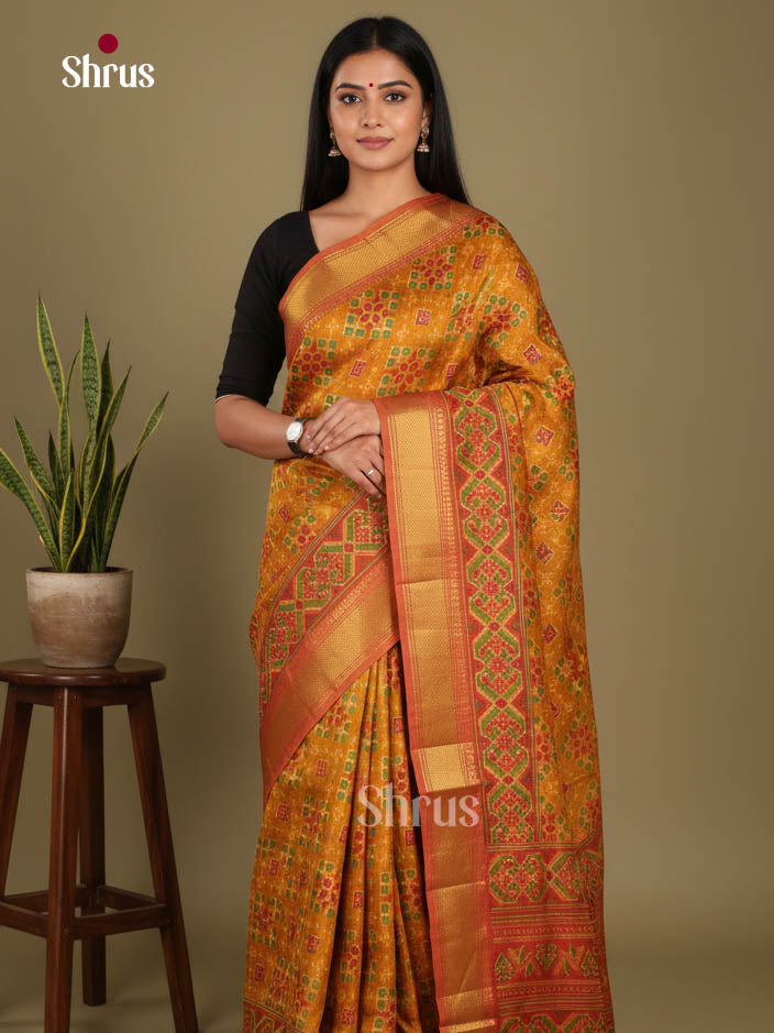 Mustard & Brick - Semi Patola Saree - Shop on Shrus.com
