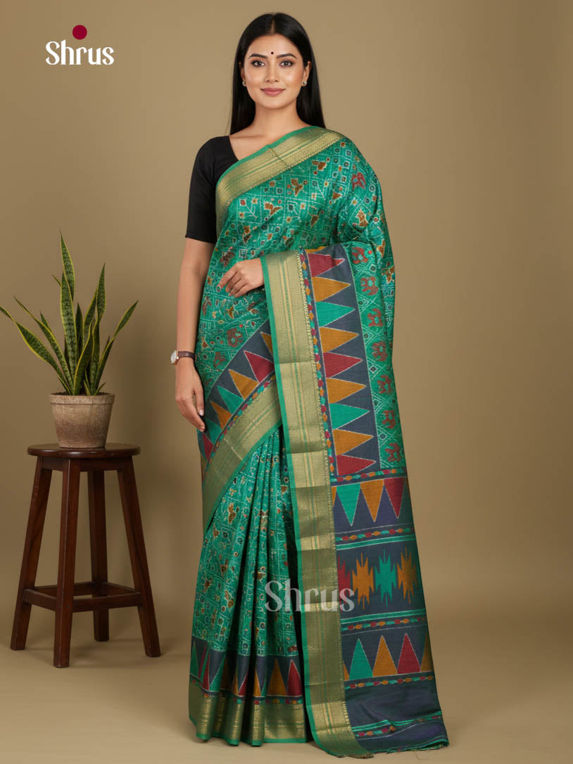Green & Purple - Semi Patola Saree