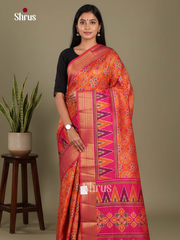 Orange & Pink - Semi Patola Saree