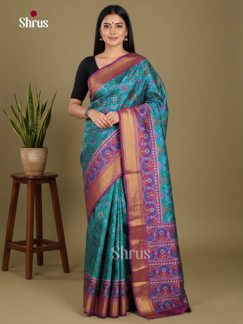 Blue & Purple - Semi Patola Saree