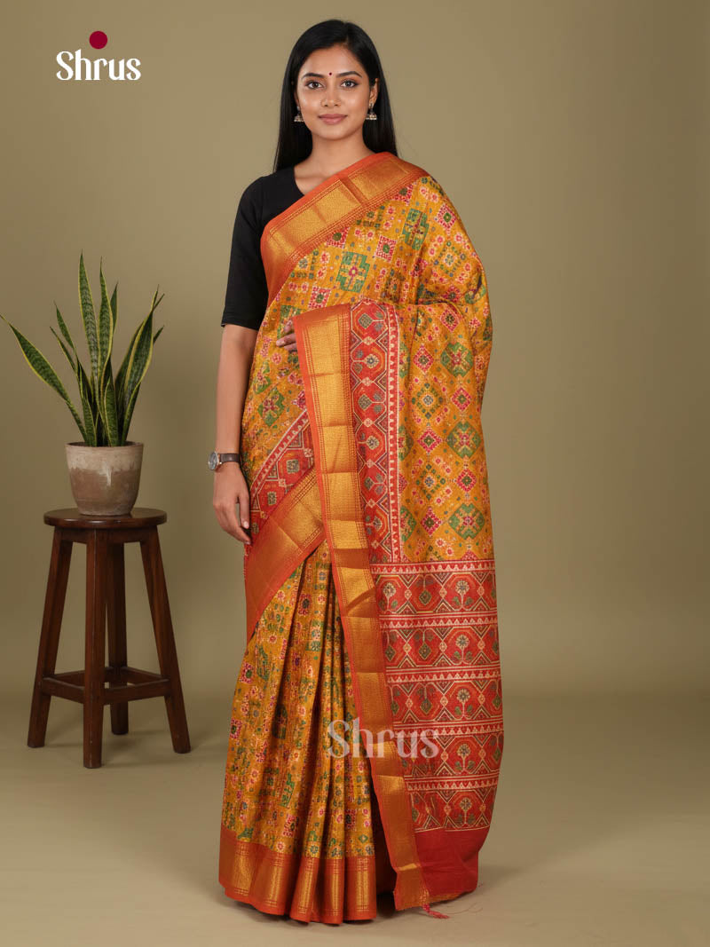 Mustard & Brick - Semi Patola Saree