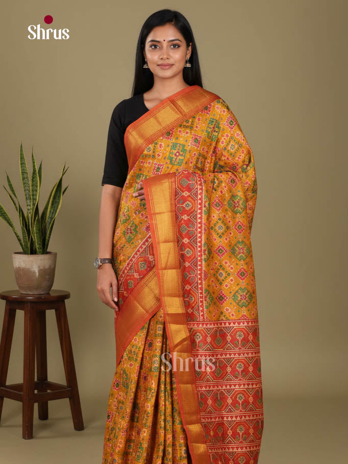 Mustard & Brick - Semi Patola Saree