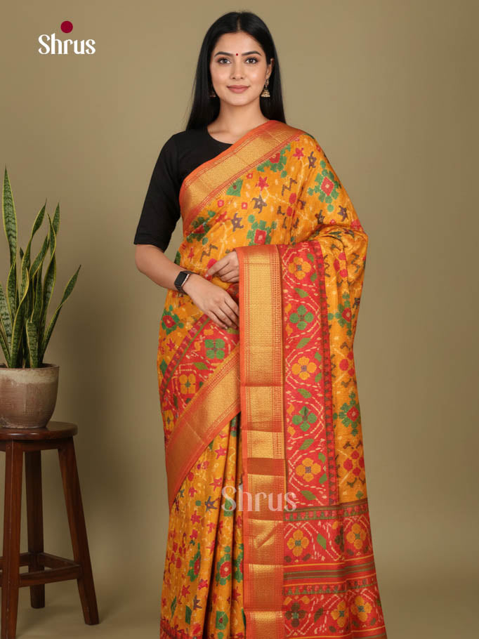 Mustard & Brick - Semi Patola Saree - Shop on Shrus.com