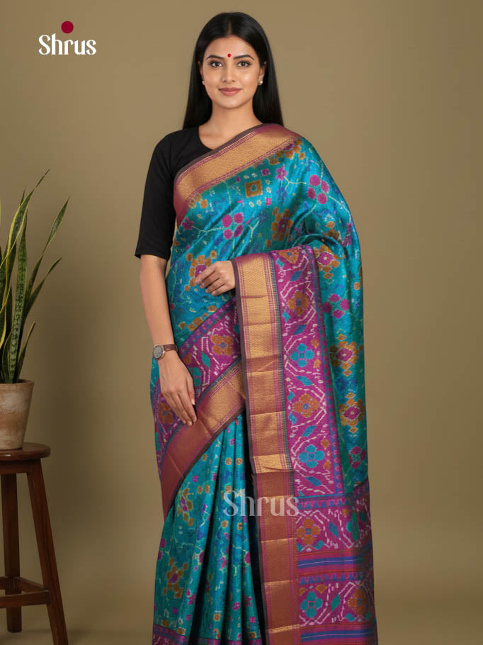 Blue & Purple - Semi Patola Saree