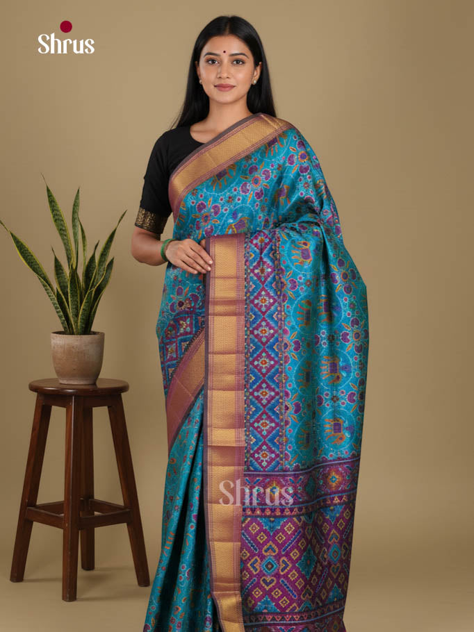 Blue & Purple- Semi Patola Saree