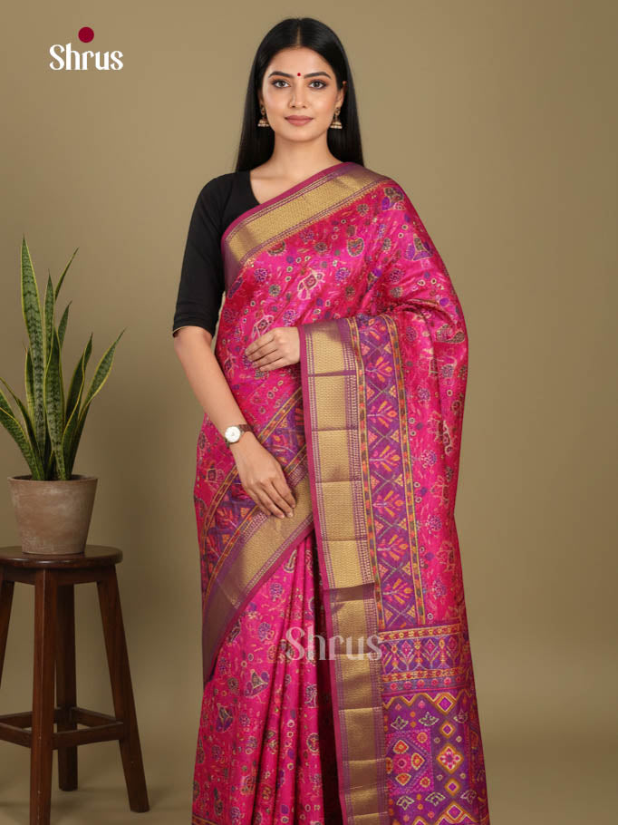 Pink & Purple - Semi Patola Saree - Shop on Shrus.com