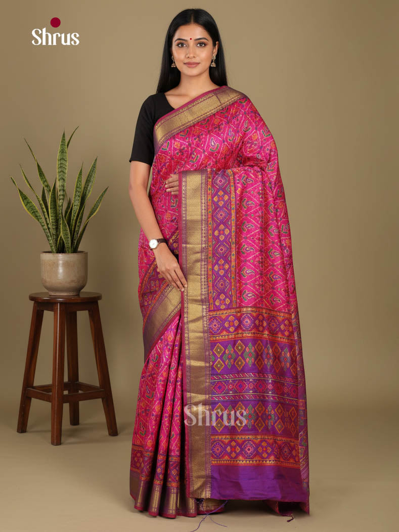 Pink & Purple - Semi Patola Saree