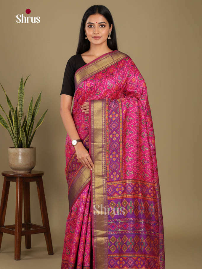 Pink & Purple - Semi Patola Saree
