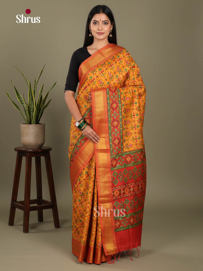 Mustard & Brick - Semi Patola Saree - Shop on Shrus.com