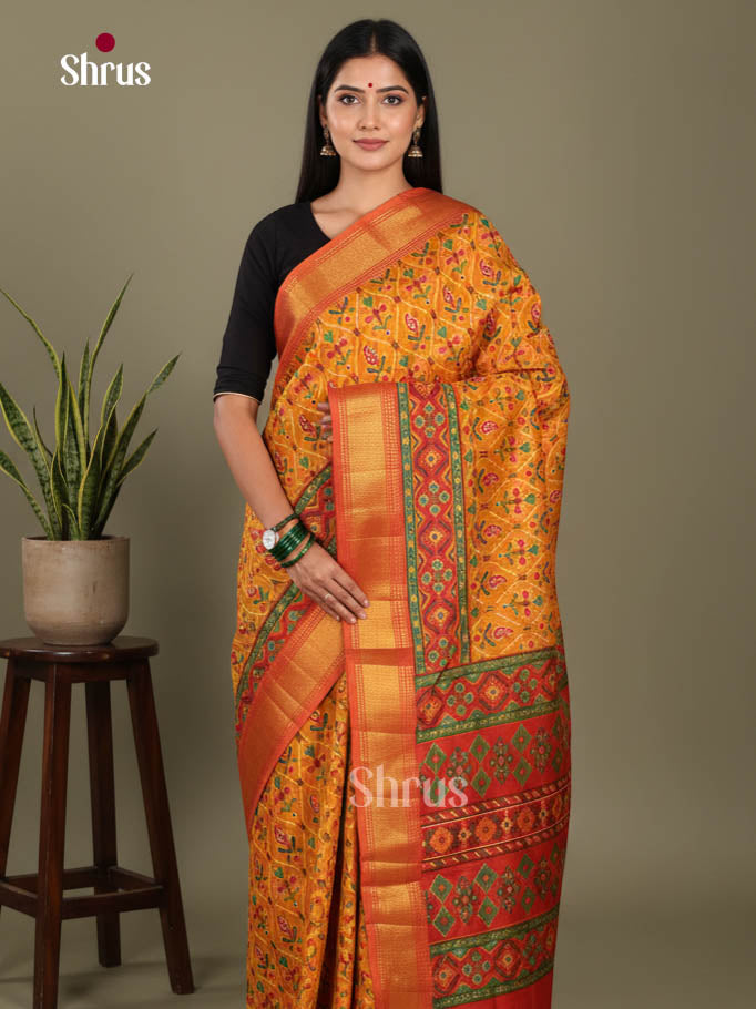 Mustard & Brick - Semi Patola Saree - Shop on Shrus.com