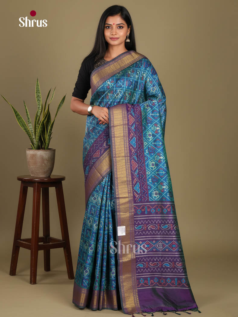 Blue & Purple - Semi Patola Saree