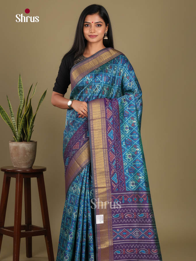 Blue & Purple - Semi Patola Saree