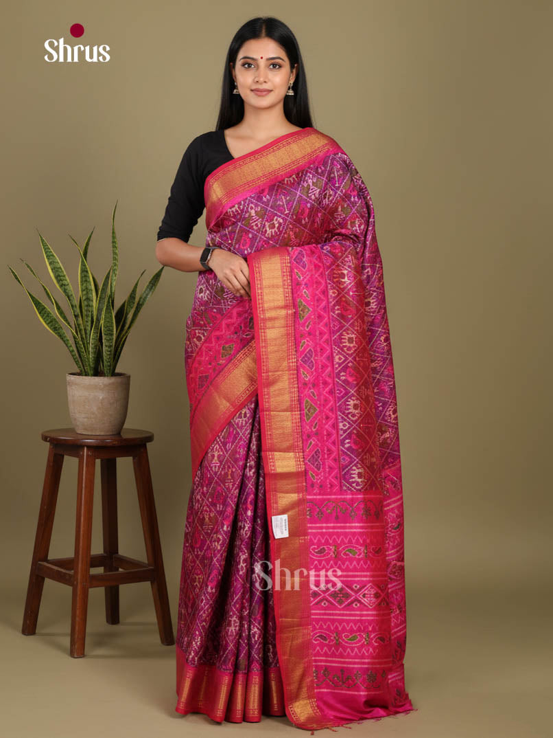Purple & Pink- Semi Patola Saree - Shop on Shrus.com