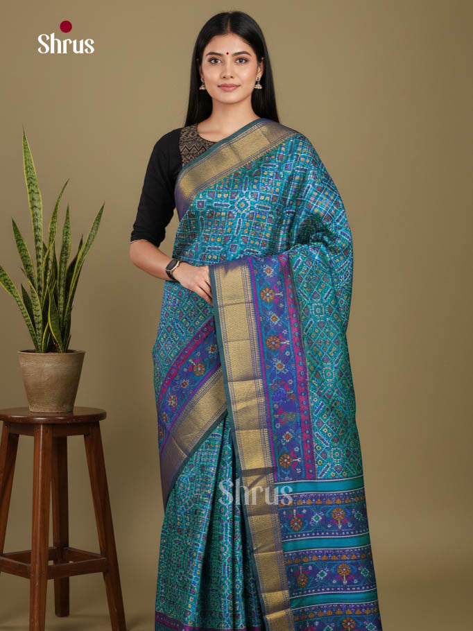 Blue - Semi Patola Saree