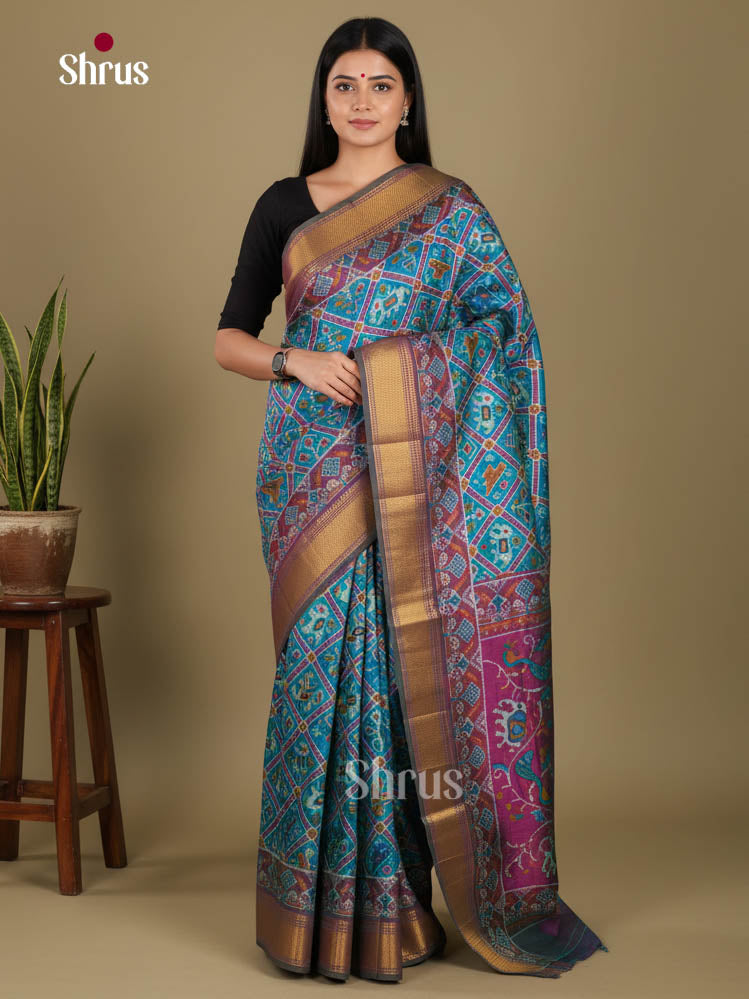 Blue & Purple - Semi Patola Saree