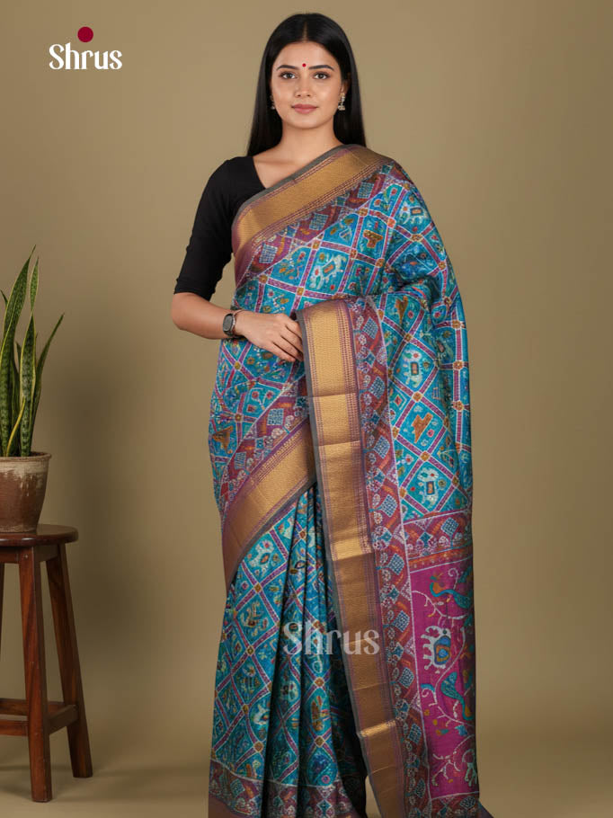 Blue & Purple - Semi Patola Saree