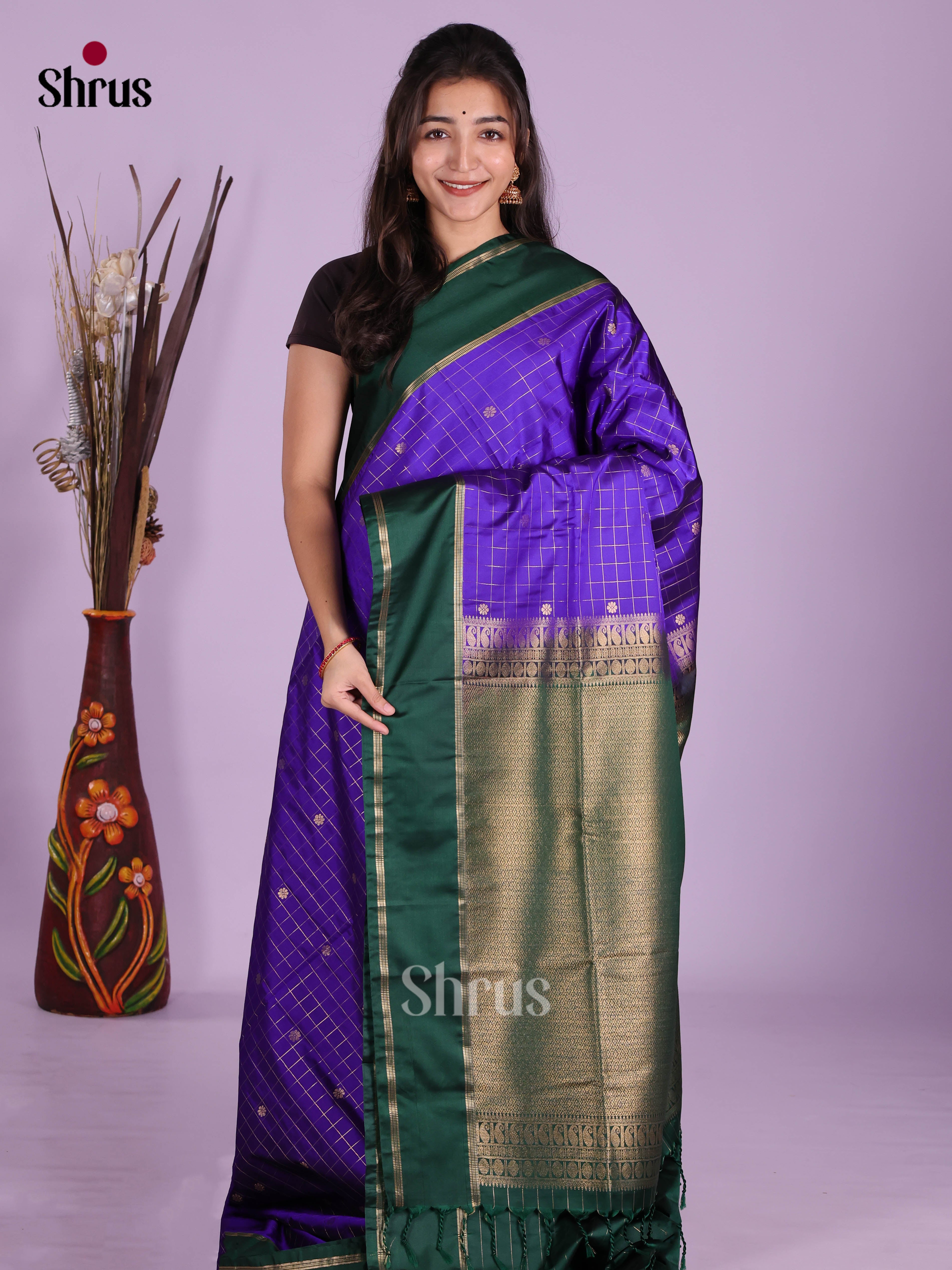 Blue & green - Semi Softsilk Saree