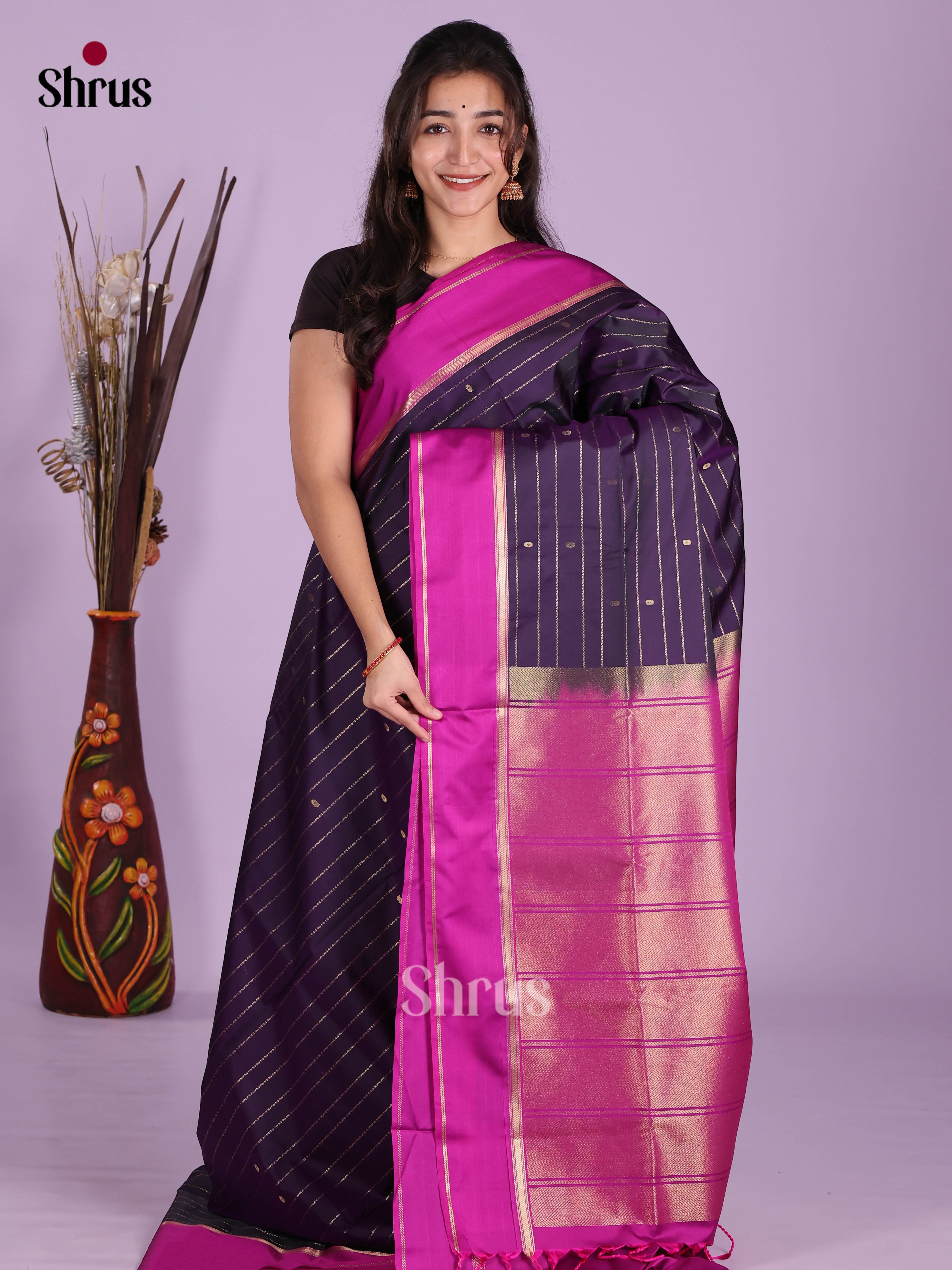 Violet & Majenta - Semi Softsilk Saree