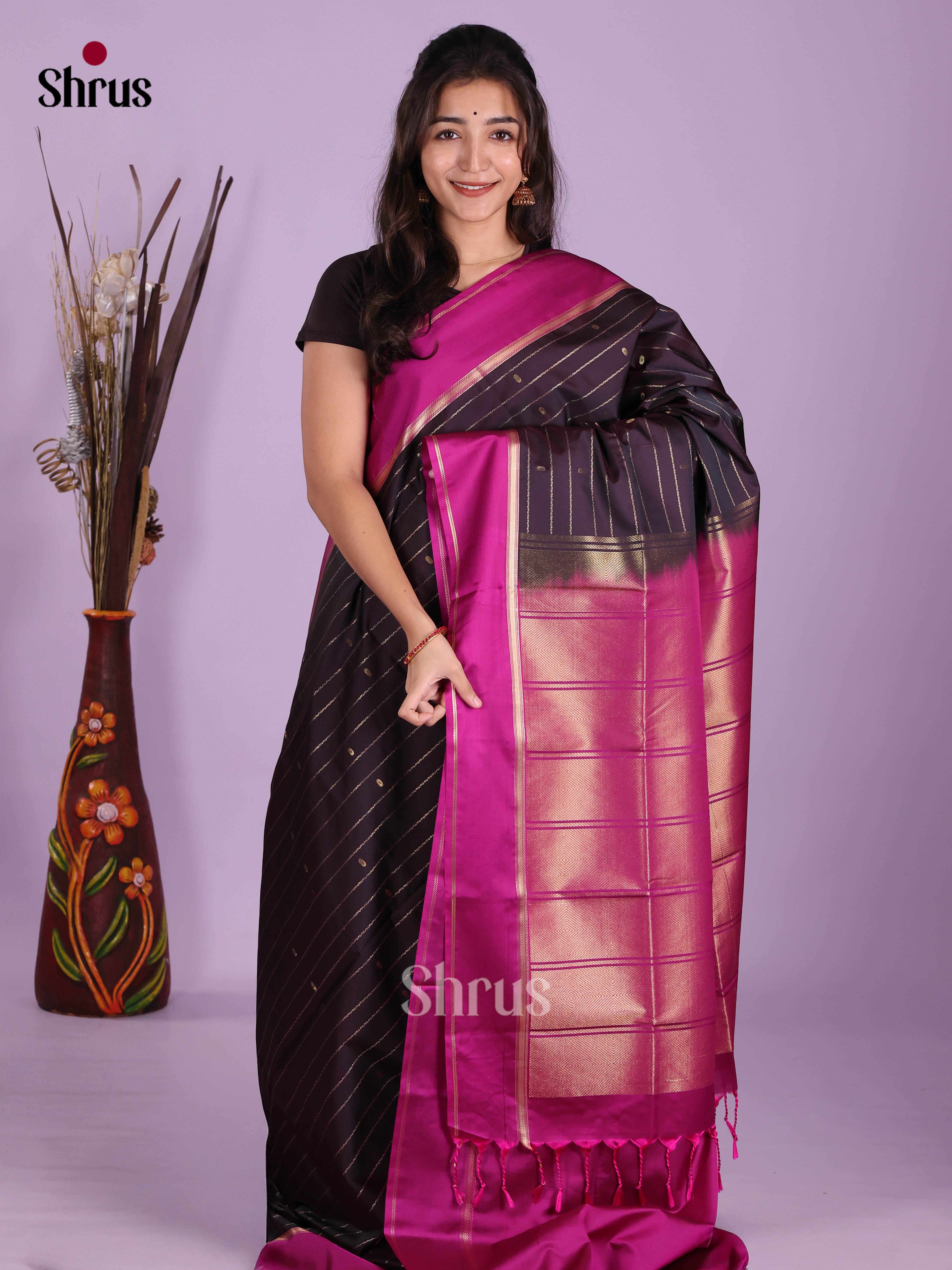 Jamun & Purple- Semi Softsilk Saree - Shop on Shrus.com