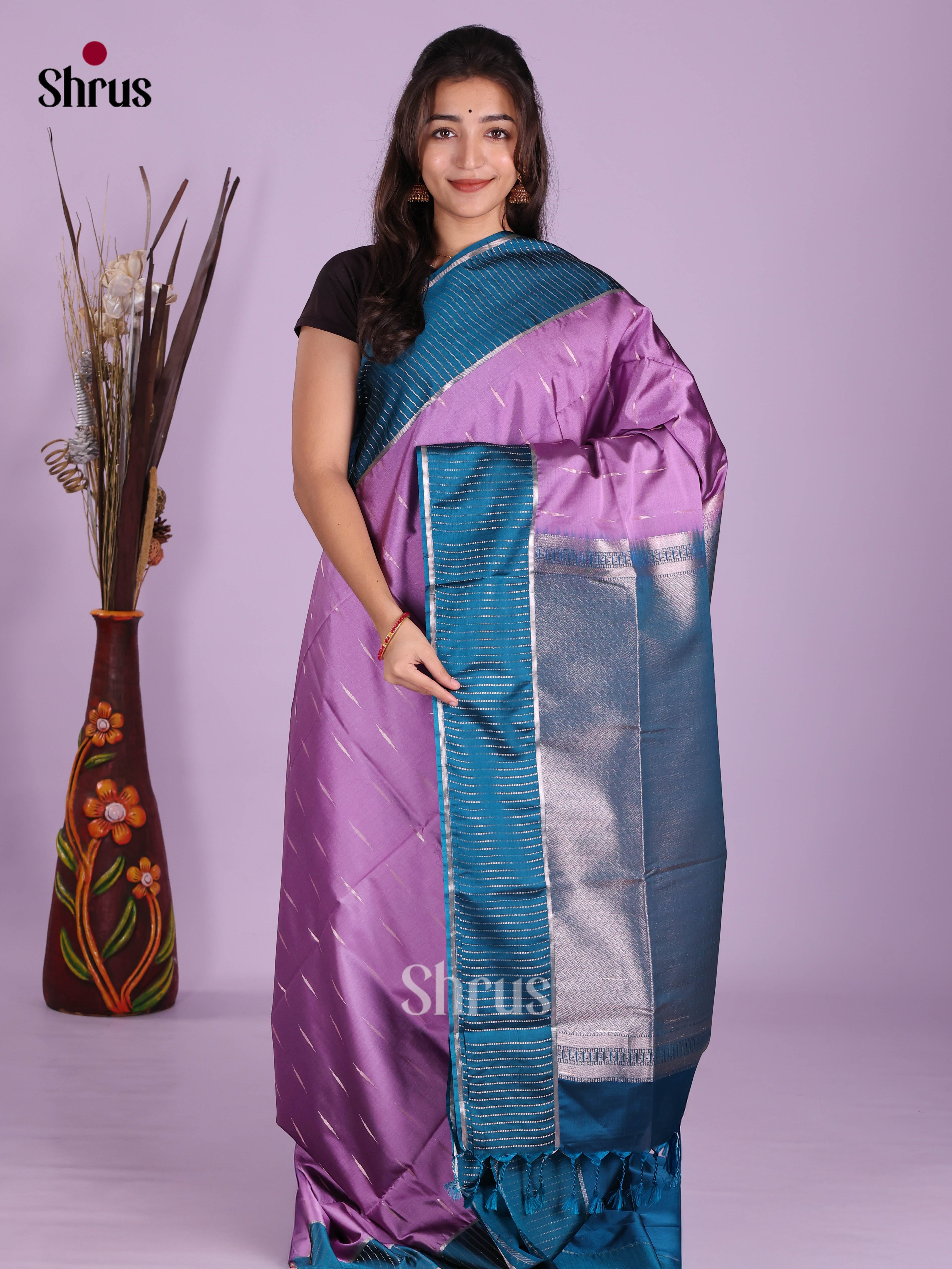 Lavender & Blue- Semi Softsilk Saree