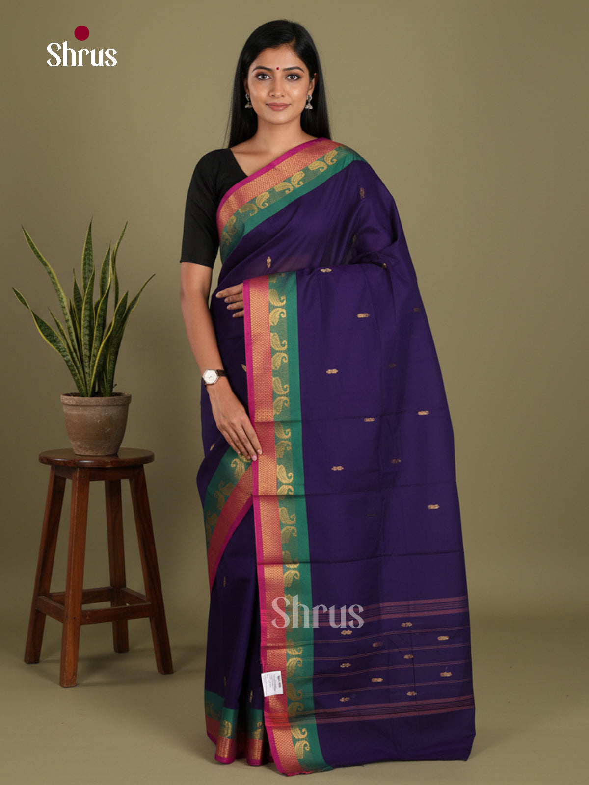 Blue & Green- Chettinad Mix Cotton-Without Blouse Saree