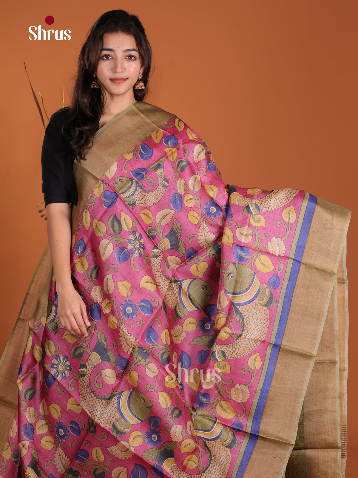 DKS15004 - Printed Tussar Saree - Shop on Shrus.com