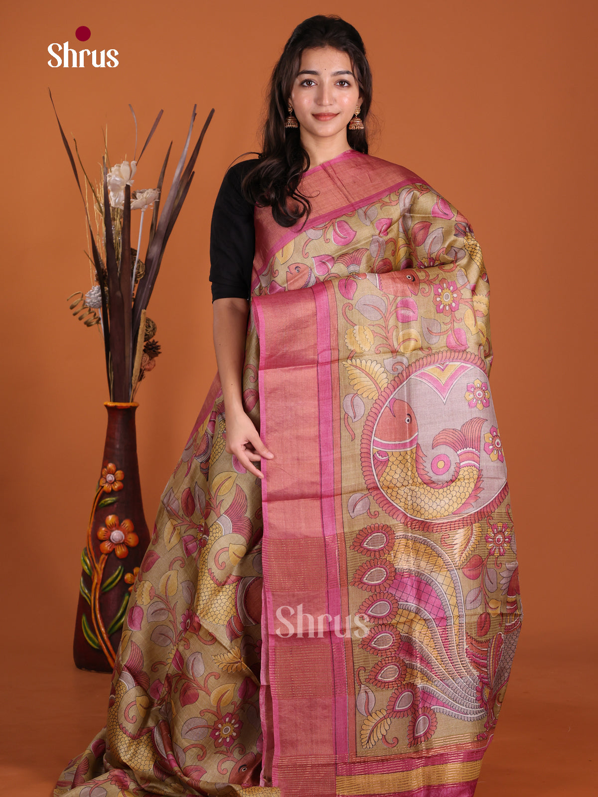 DKS15005 - Printed Tussar Saree