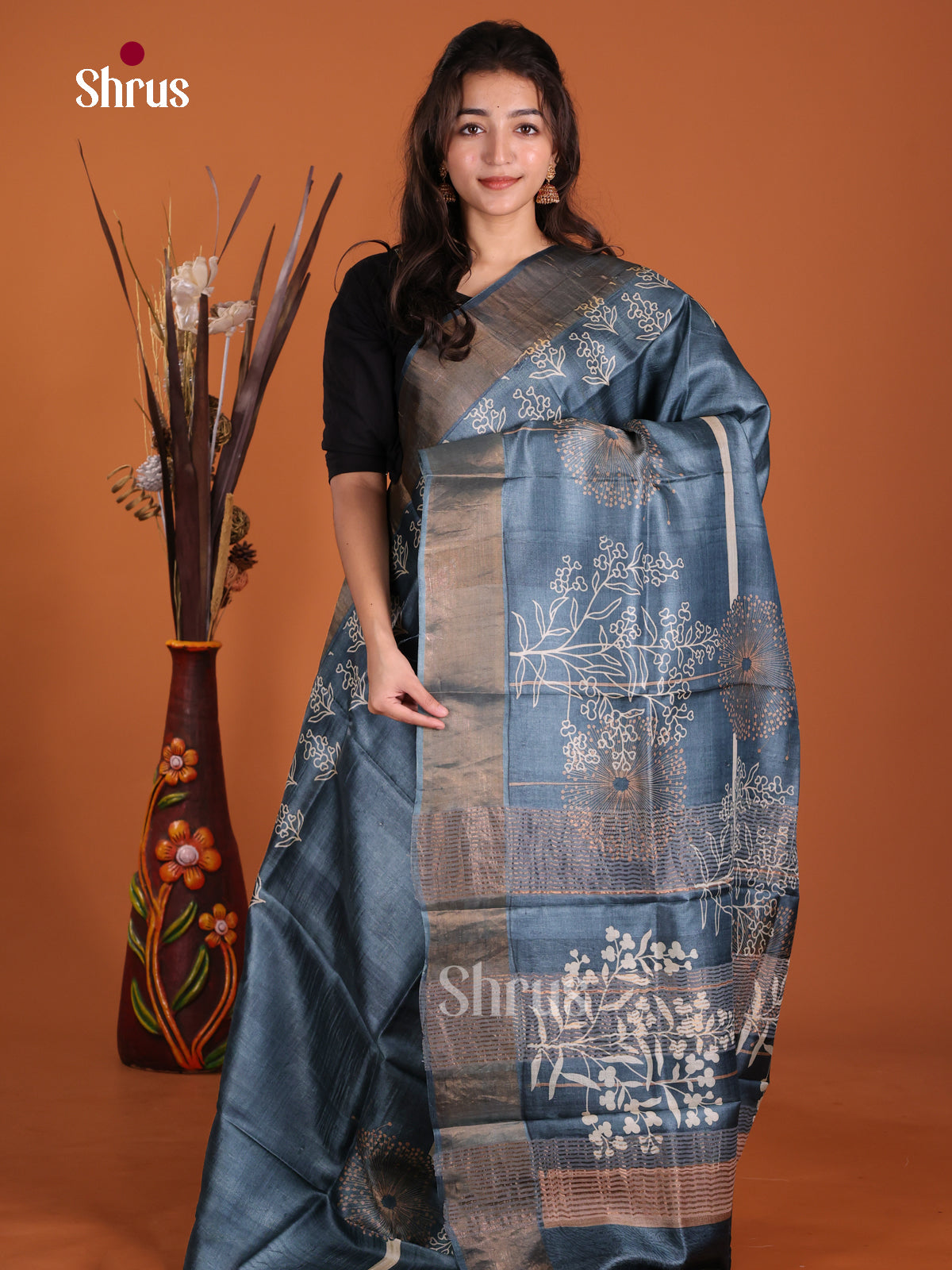 DKS15006 - Printed Tussar Saree