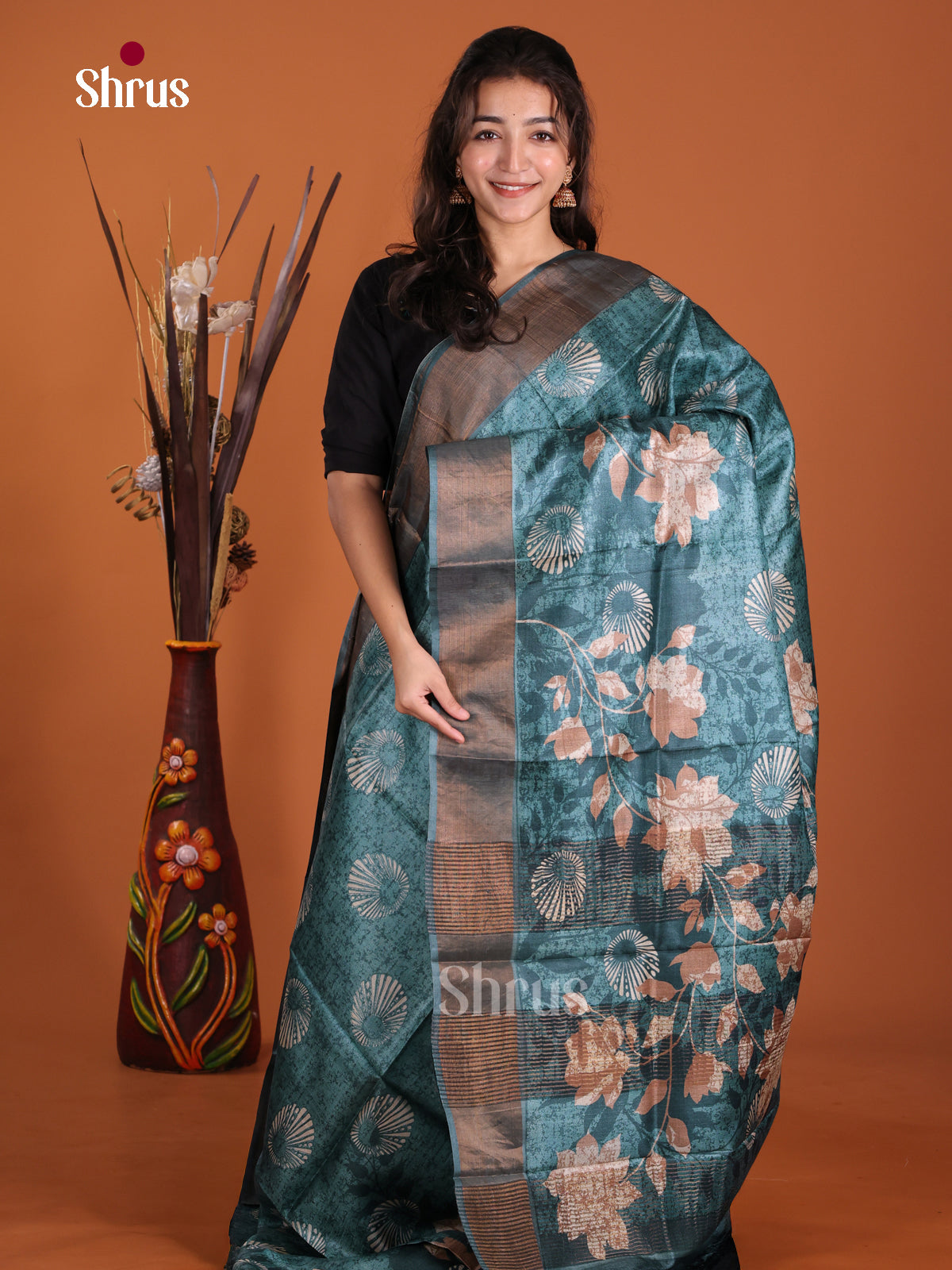 DKS15016 - Printed Tussar Saree