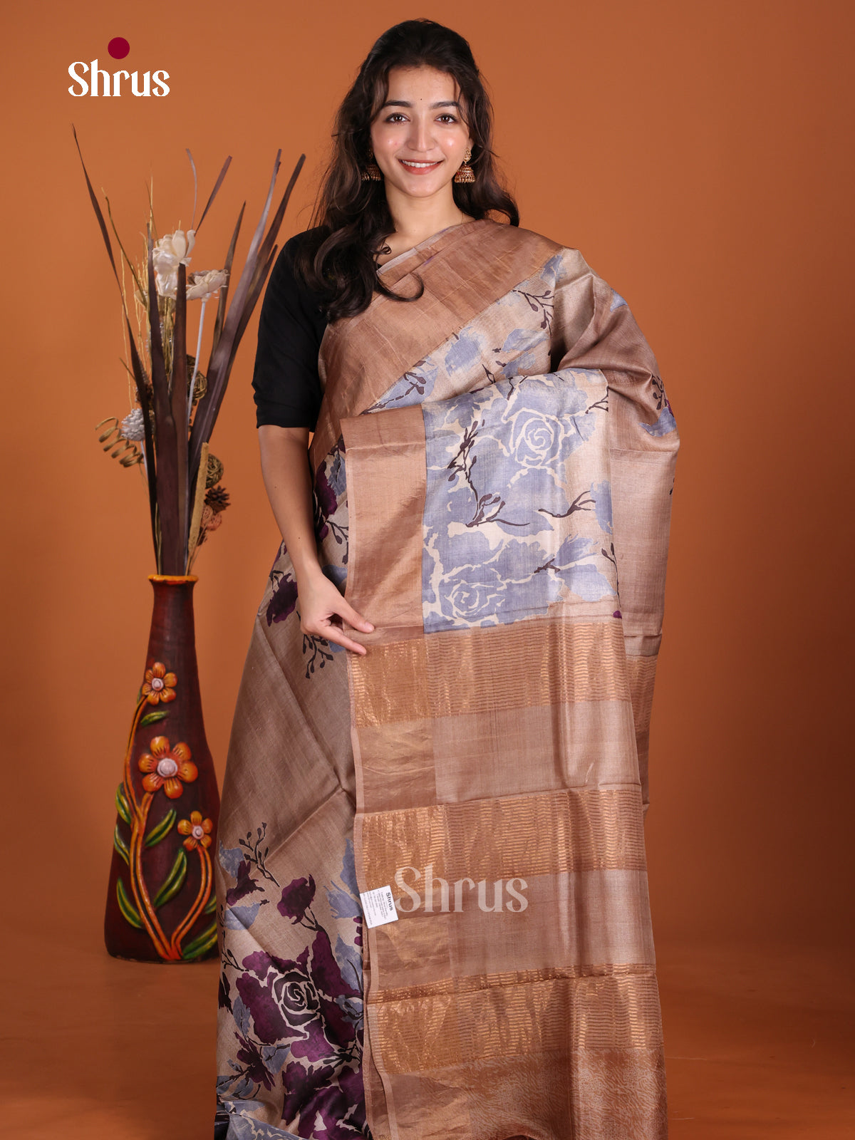 DKS15027 - Printed Tussar Saree