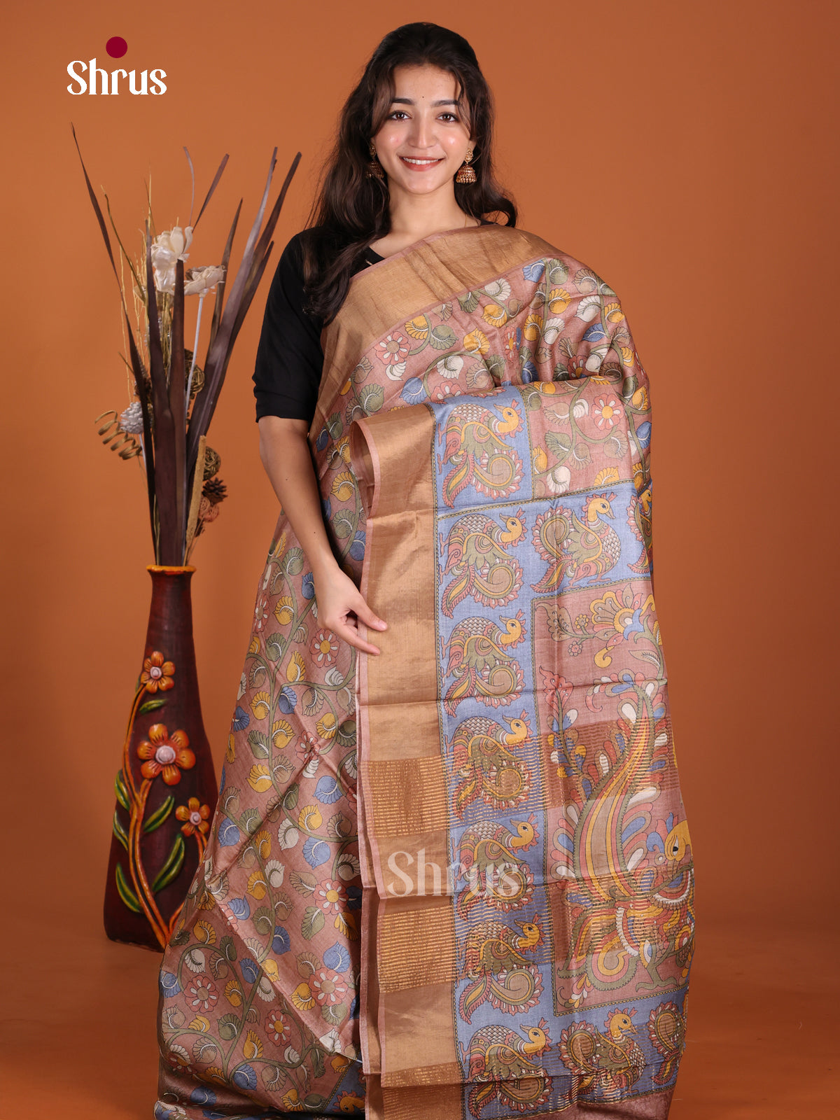 DKS15030 - Printed Tussar Saree