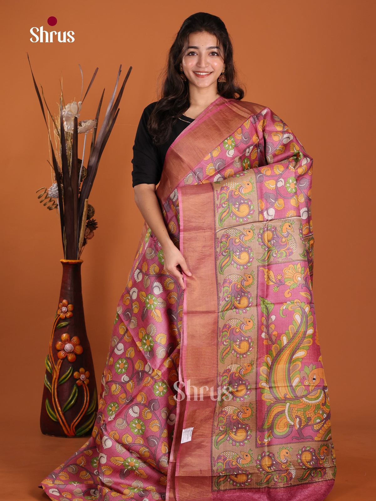 DKS15032 - Printed Tussar Saree - Shop on Shrus.com