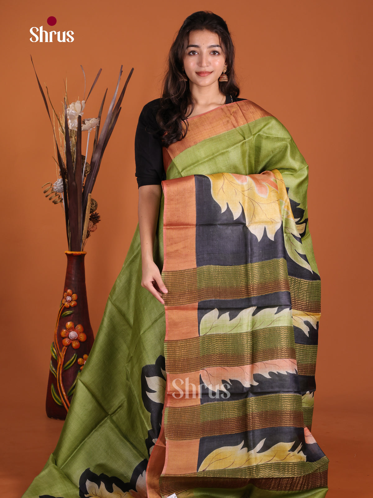 DKS15035 - Handpainted Tussar Saree