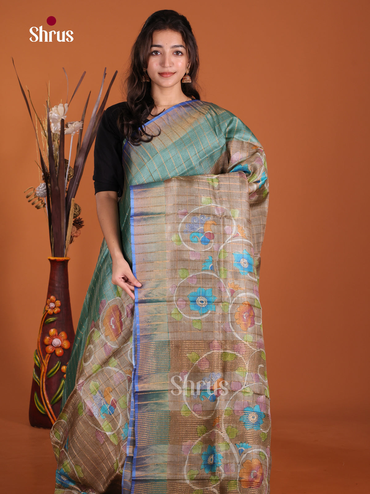 DKS15038 - Handpainted Tussar Saree