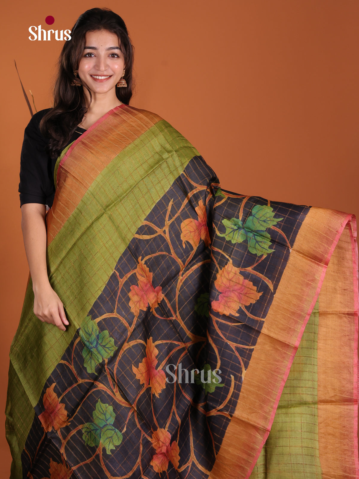 DKS15039 - Handpainted Tussar Saree - Shop on Shrus.com