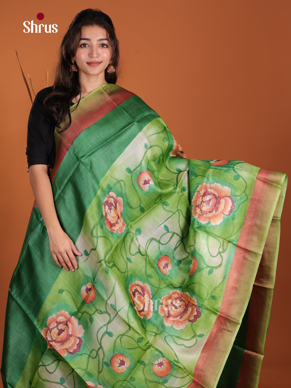 DKS15041 - Handpainted Tussar Saree