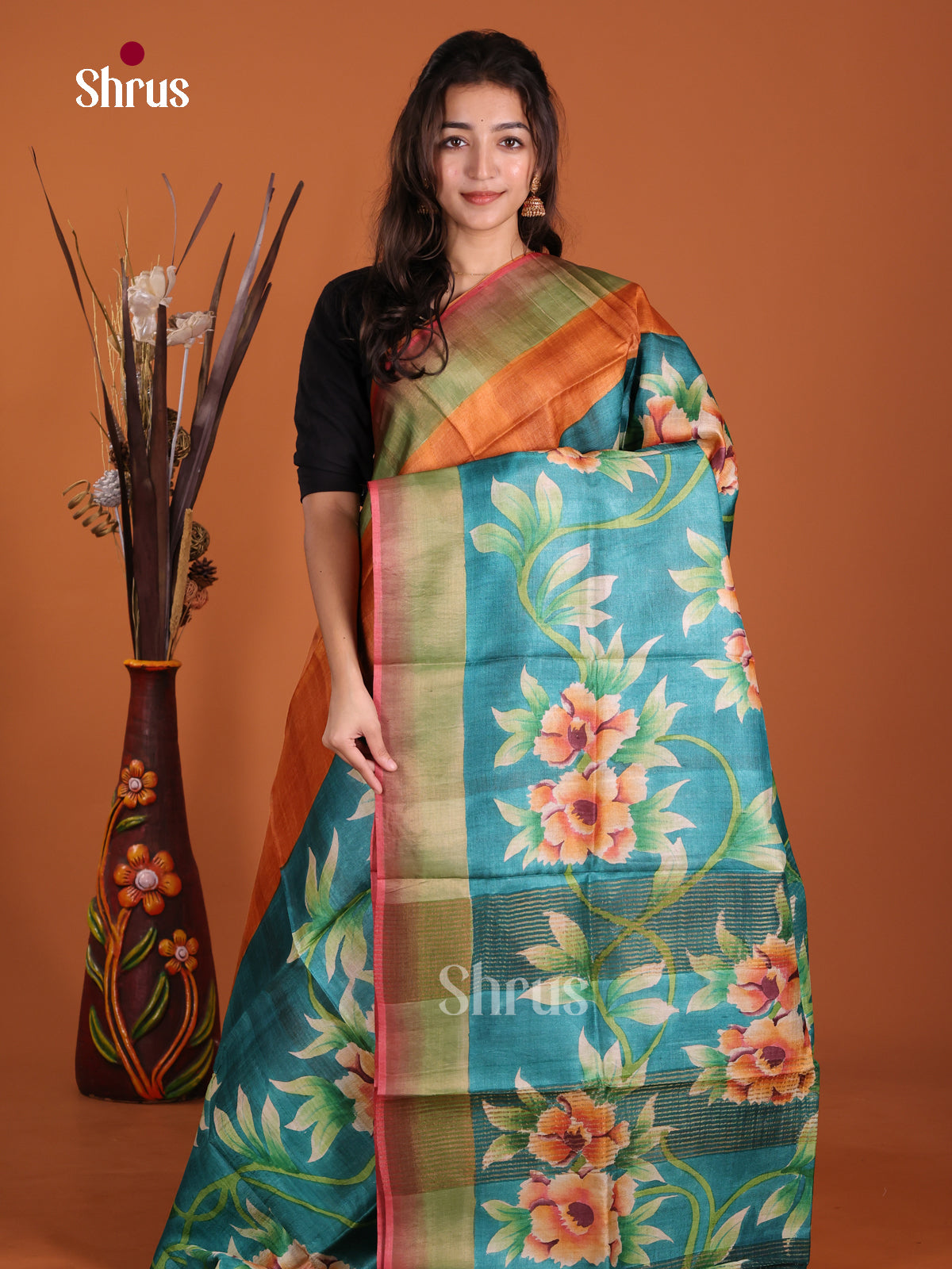 DKS15043 - Handpainted Tussar Saree