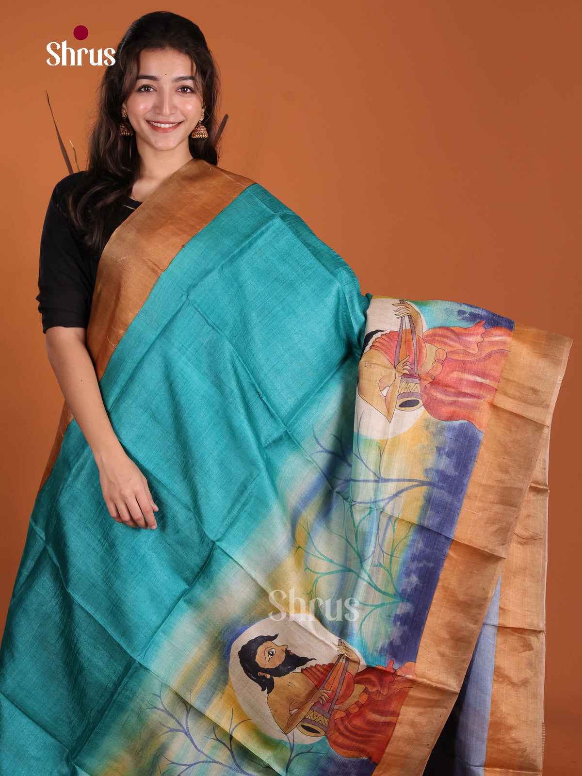 DKS15045 - Handpainted Tussar Saree