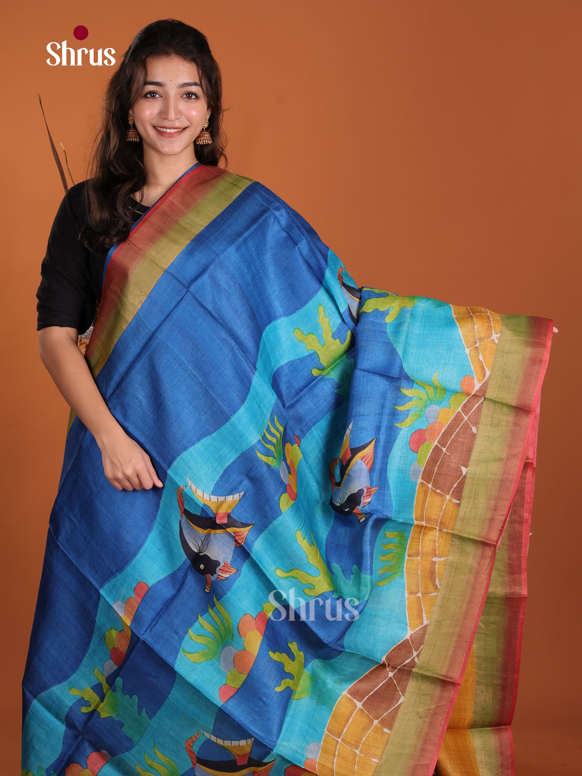 DKS15046 - Handpainted Tussar Saree