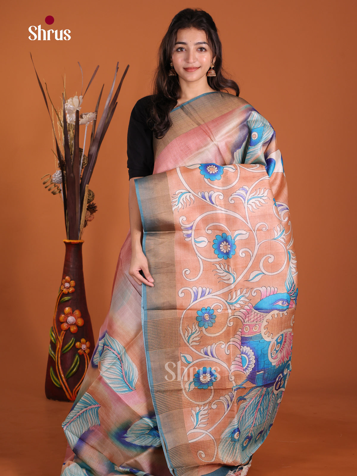 DKS15047 - Handpainted Tussar Saree