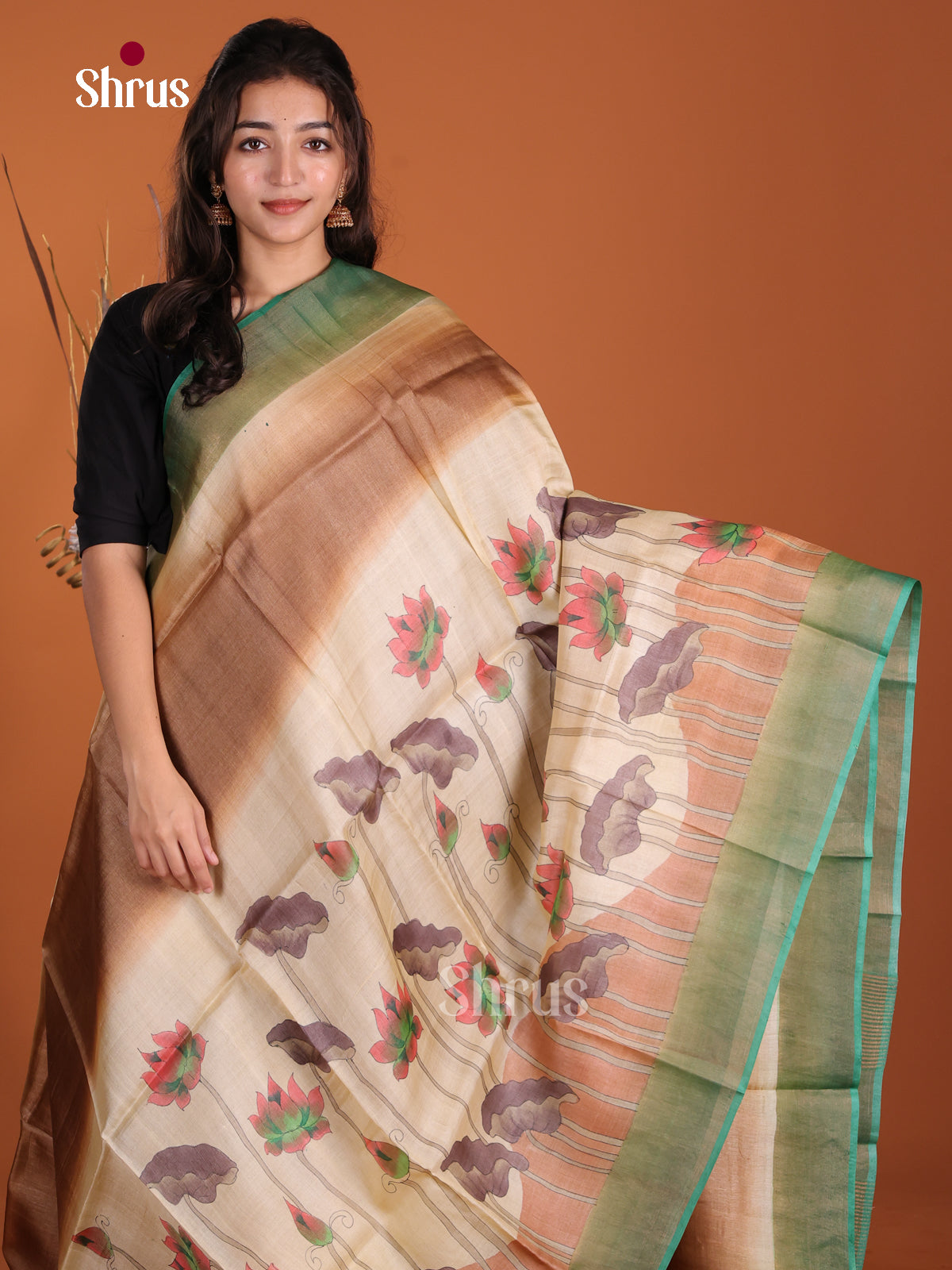 DKS15048 - Handpainted Tussar Saree