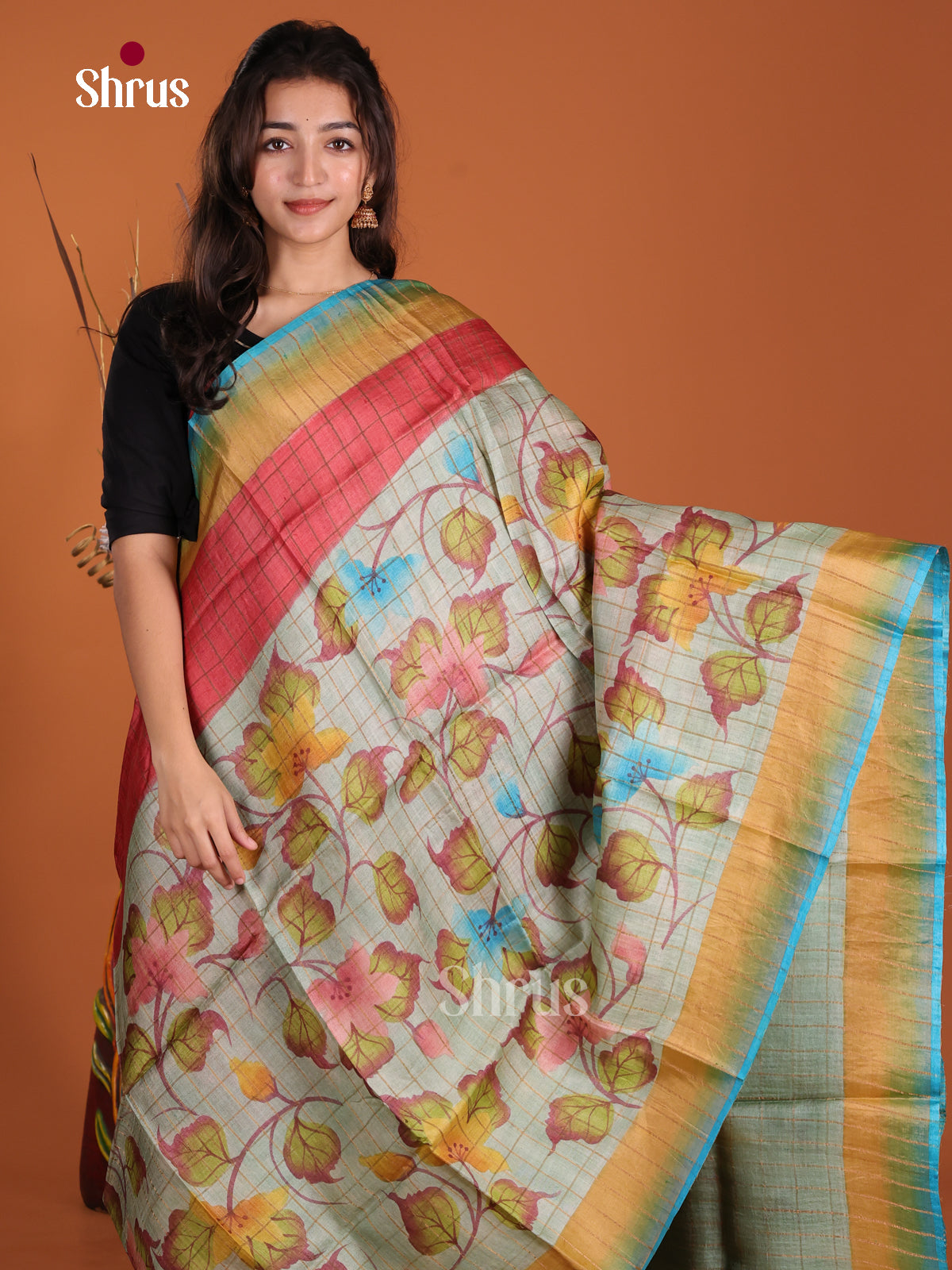 DKS15049 - Handpainted Tussar Saree