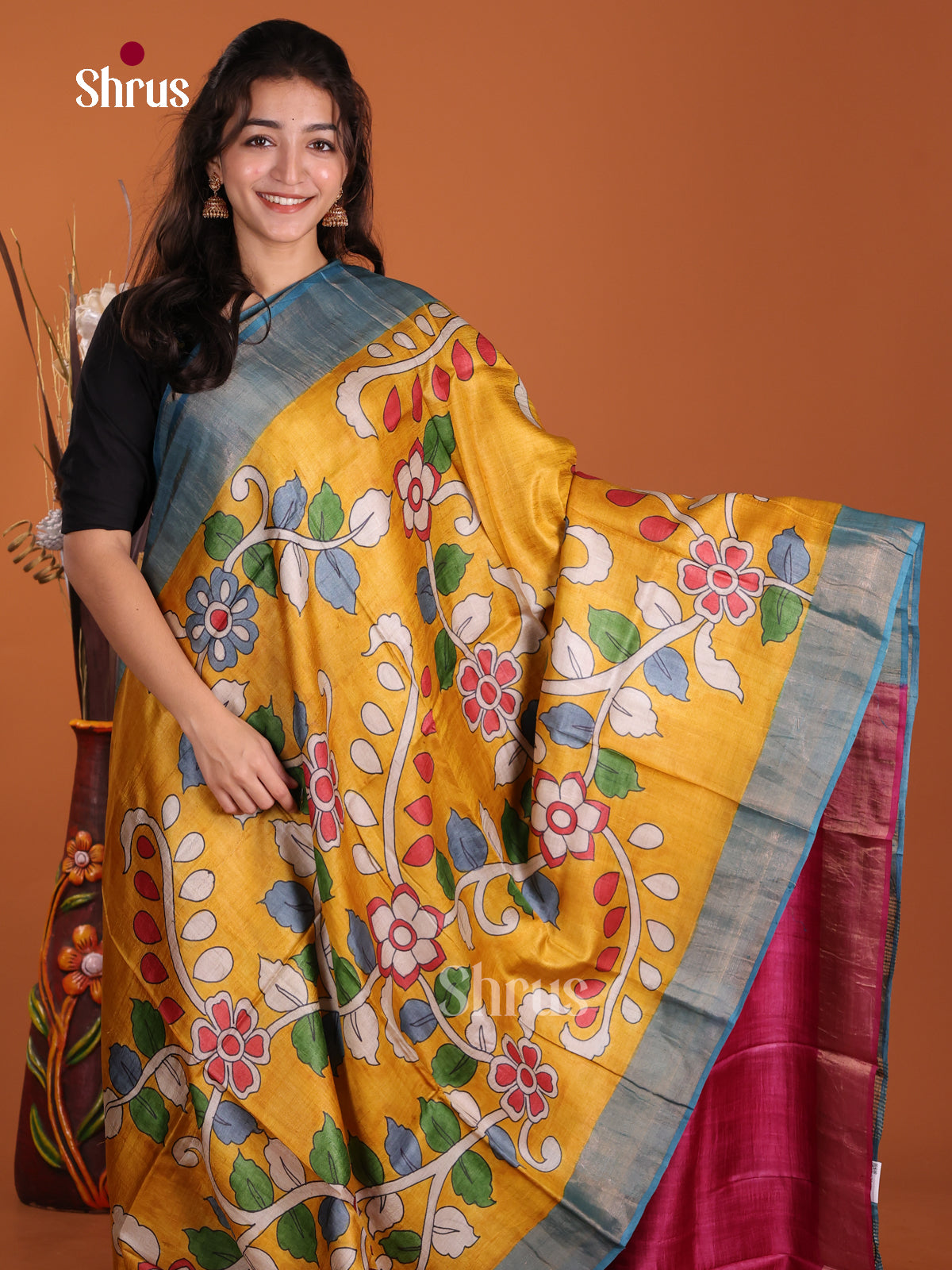 DKS15053 - Handpainted Tussar Saree
