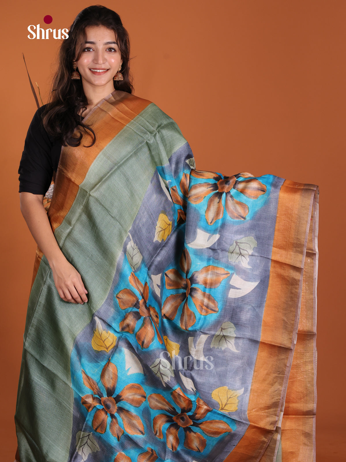 DKS15055 - Handpainted Tussar Saree