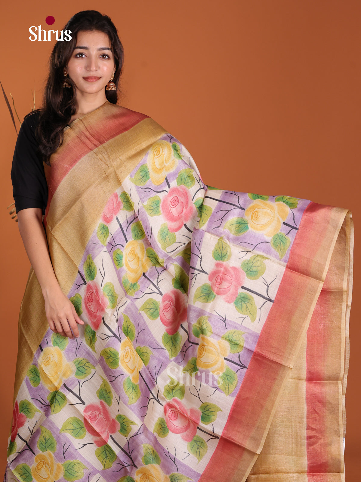 DKS15056 - Handpainted Tussar Saree