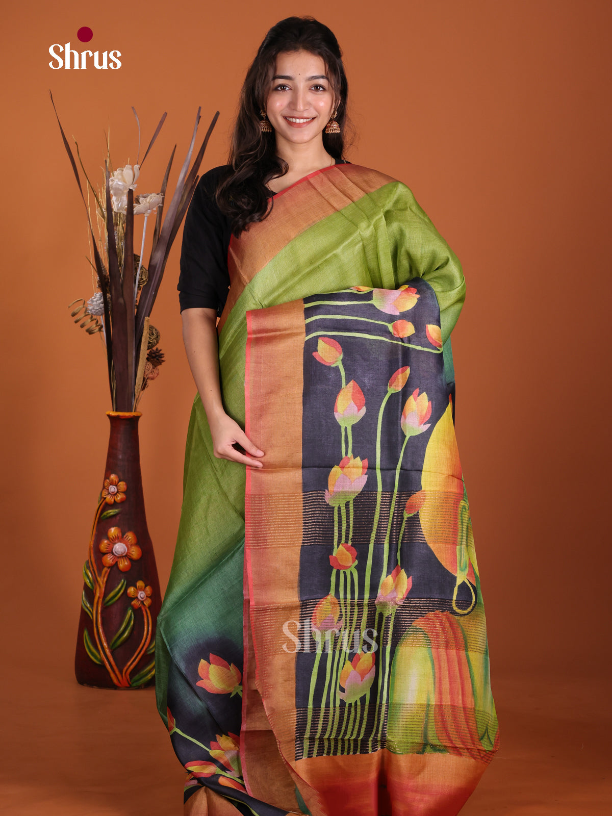 DKS15057 - Handpainted Tussar Saree