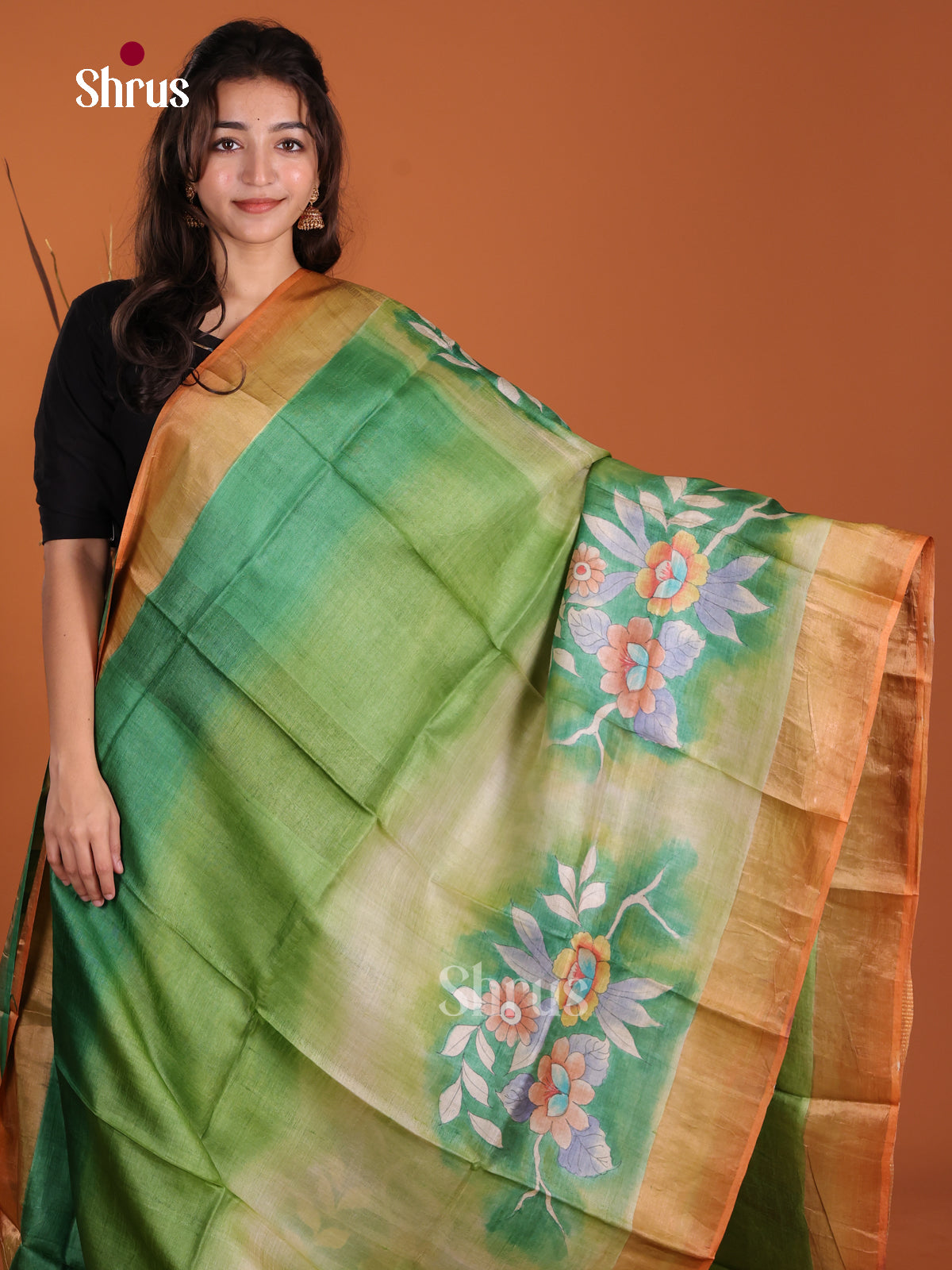 DKS15058 - Handpainted Tussar Saree
